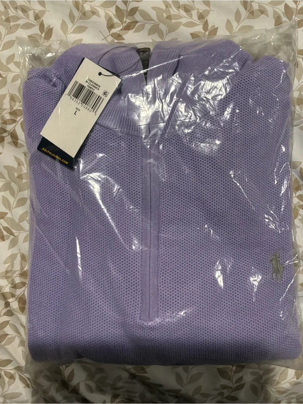 BRAND NEW ⭐️ Mesh Knit Polo by Ralph Lauren Men’s Lavender Half-Zip Sweater